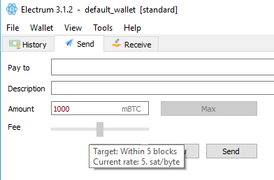 Electrum transcation fee