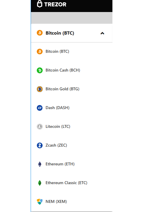 Trezor 支援的加密貨幣